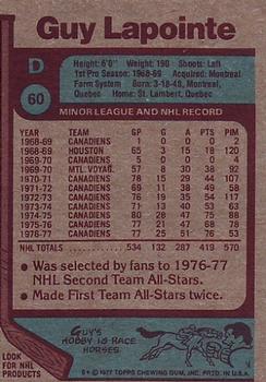 1977-78 Topps #60 Guy Lapointe Back