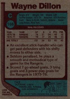 1977-78 Topps #166 Wayne Dillon Back