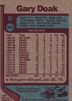 1977-78 Topps #181 Gary Doak Back