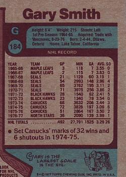 1977-78 Topps #184 Gary Smith Back