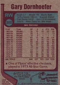 1977-78 Topps #202 Gary Dornhoefer Back