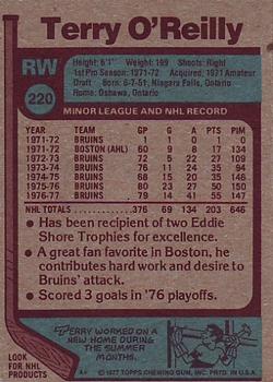 1977-78 Topps #220 Terry O'Reilly Back