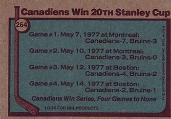 1977-78 Topps #264 Stanley Cup Finals Back