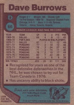 1977-78 Topps #66 Dave Burrows Back