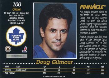 1993-94 Pinnacle Canadian #100 Doug Gilmour Back