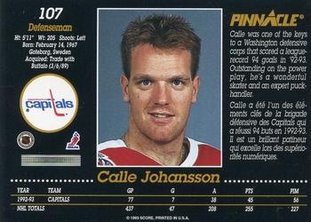 1993-94 Pinnacle Canadian #107 Calle Johansson Back