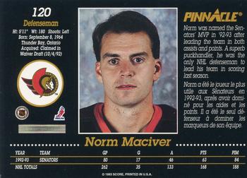 1993-94 Pinnacle Canadian #120 Norm Maciver Back