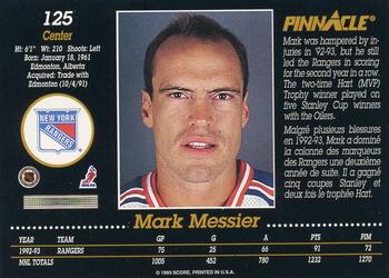 1993-94 Pinnacle Canadian #125 Mark Messier Back
