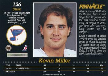 1993-94 Pinnacle Canadian #126 Kevin Miller Back