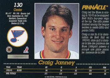 1993-94 Pinnacle Canadian #130 Craig Janney Back