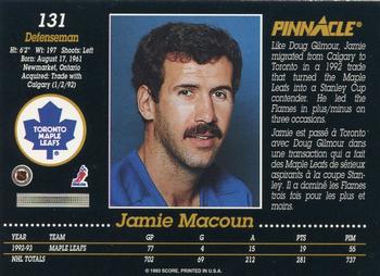 1993-94 Pinnacle Canadian #131 Jamie Macoun Back