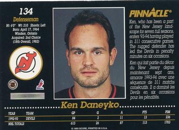 1993-94 Pinnacle Canadian #134 Ken Daneyko Back