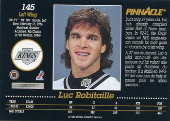 1993-94 Pinnacle Canadian #145 Luc Robitaille Back