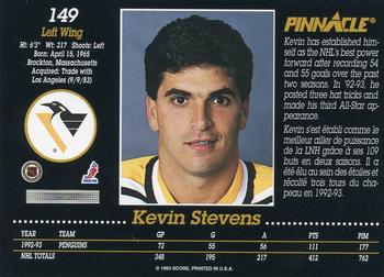 1993-94 Pinnacle Canadian #149 Kevin Stevens Back