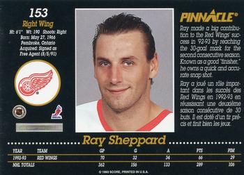 1993-94 Pinnacle Canadian #153 Ray Sheppard Back