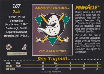 1993-94 Pinnacle Canadian #187 Ron Tugnutt Back