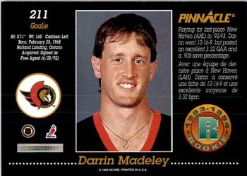 1993-94 Pinnacle Canadian #211 Darrin Madeley Back