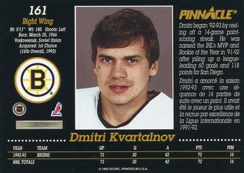 1993-94 Pinnacle Canadian #161 Dmitri Kvartalnov Back