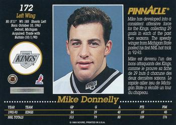 1993-94 Pinnacle Canadian #172 Mike Donnelly Back