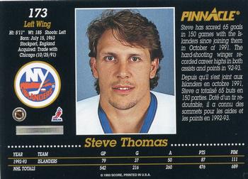1993-94 Pinnacle Canadian #173 Steve Thomas Back
