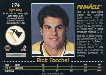 1993-94 Pinnacle Canadian #174 Rick Tocchet Back