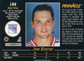 1993-94 Pinnacle Canadian #184 Joey Kocur Back