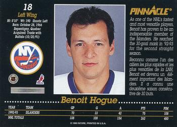 1993-94 Pinnacle Canadian #18 Benoit Hogue Back