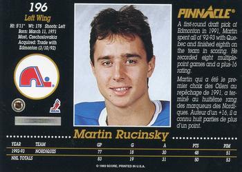 1993-94 Pinnacle Canadian #196 Martin Rucinsky Back