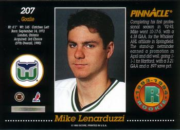 1993-94 Pinnacle Canadian #207 Mike Lenarduzzi Back
