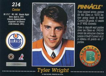 1993-94 Pinnacle Canadian #214 Tyler Wright Back