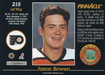 1993-94 Pinnacle Canadian #215 Jason Bowen Back