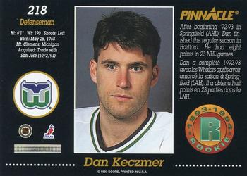 1993-94 Pinnacle Canadian #218 Dan Keczmer Back