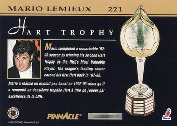 1993-94 Pinnacle Canadian #221 Mario Lemieux Back