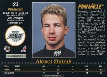 1993-94 Pinnacle Canadian #23 Alexei Zhitnik Back