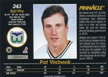 1993-94 Pinnacle Canadian #243 Pat Verbeek Back