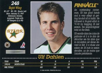1993-94 Pinnacle Canadian #248 Ulf Dahlen Back