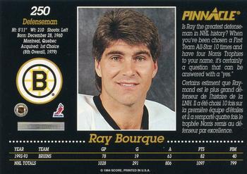 1993-94 Pinnacle Canadian #250 Ray Bourque Back