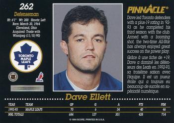 1993-94 Pinnacle Canadian #262 Dave Ellett Back