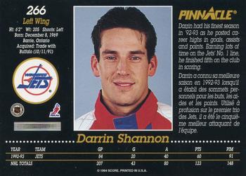 1993-94 Pinnacle Canadian #266 Darrin Shannon Back
