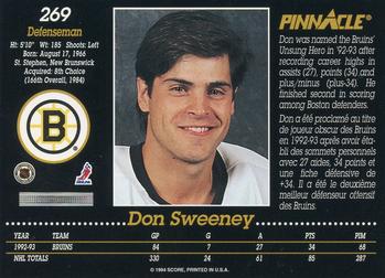 1993-94 Pinnacle Canadian #269 Don Sweeney Back
