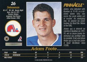 1993-94 Pinnacle Canadian #26 Adam Foote Back