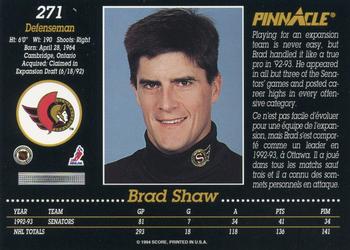 1993-94 Pinnacle Canadian #271 Brad Shaw Back