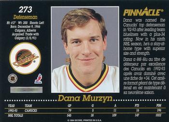 1993-94 Pinnacle Canadian #273 Dana Murzyn Back