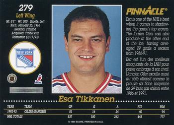 1993-94 Pinnacle Canadian #279 Esa Tikkanen Back