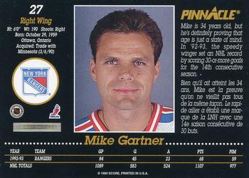 1993-94 Pinnacle Canadian #27 Mike Gartner Back