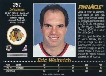 1993-94 Pinnacle Canadian #281 Eric Weinrich Back