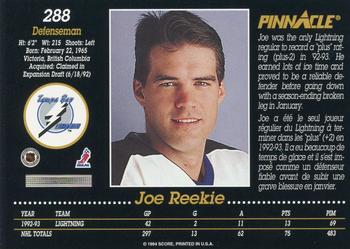1993-94 Pinnacle Canadian #288 Joe Reekie Back