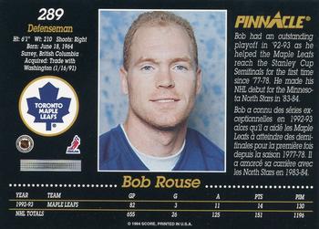 1993-94 Pinnacle Canadian #289 Bob Rouse Back