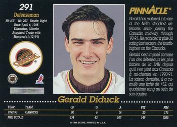 1993-94 Pinnacle Canadian #291 Gerald Diduck Back