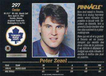 1993-94 Pinnacle Canadian #297 Peter Zezel Back